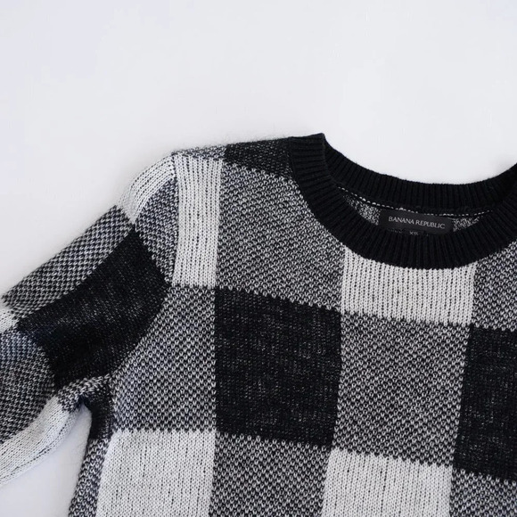 Banana Republic Black & White 61% Cotton 19% Mohair 8% Wool Crewneck Sweater  XS - Picture 11 of 12
